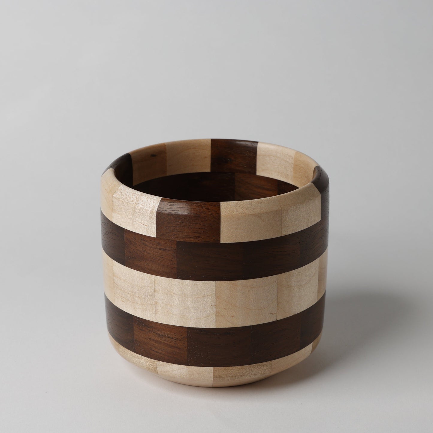 Segments Bowl-Maple/Walnut- 4"x4.5"